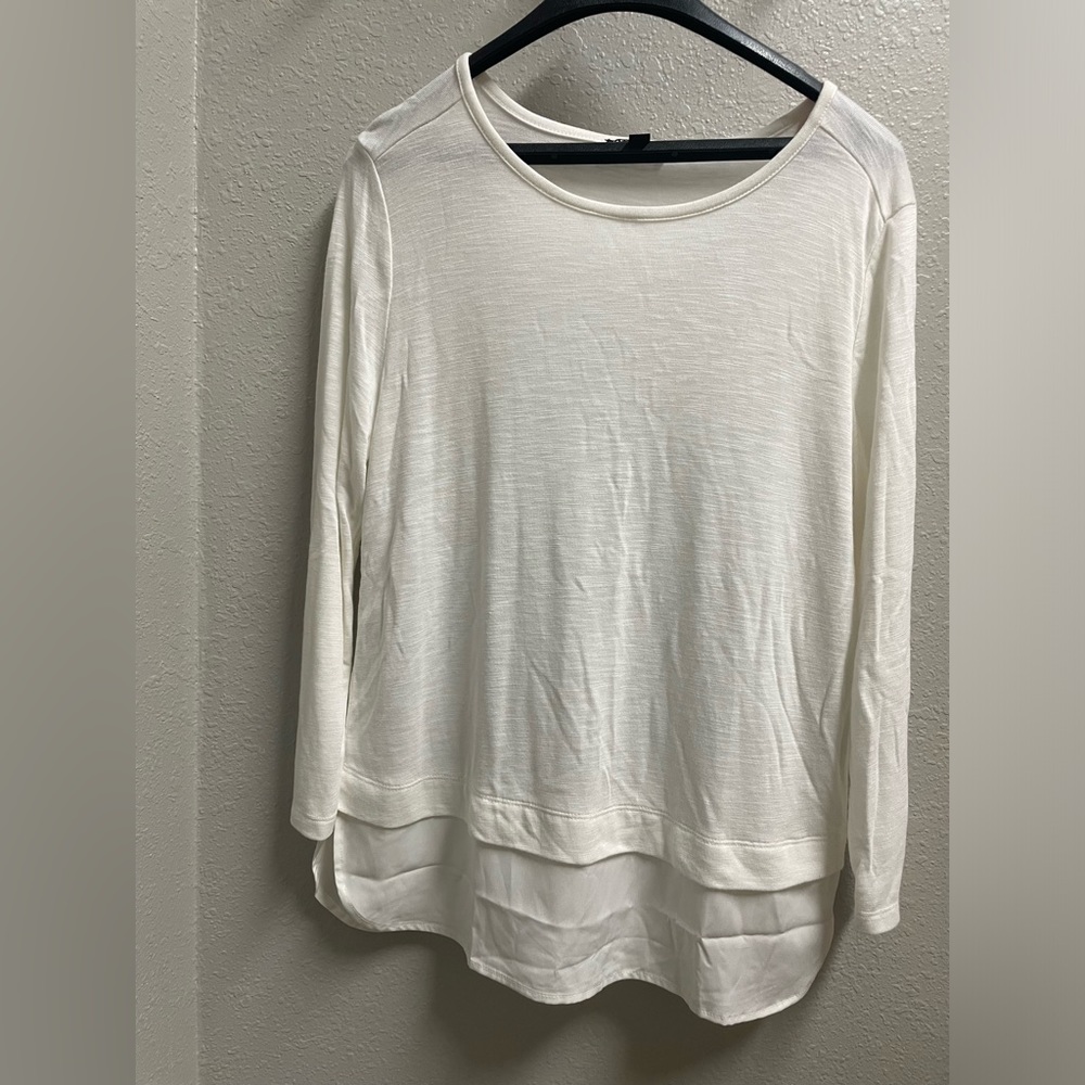 J.Crew double illusion layer, silk hem long sleeve women’s medium top